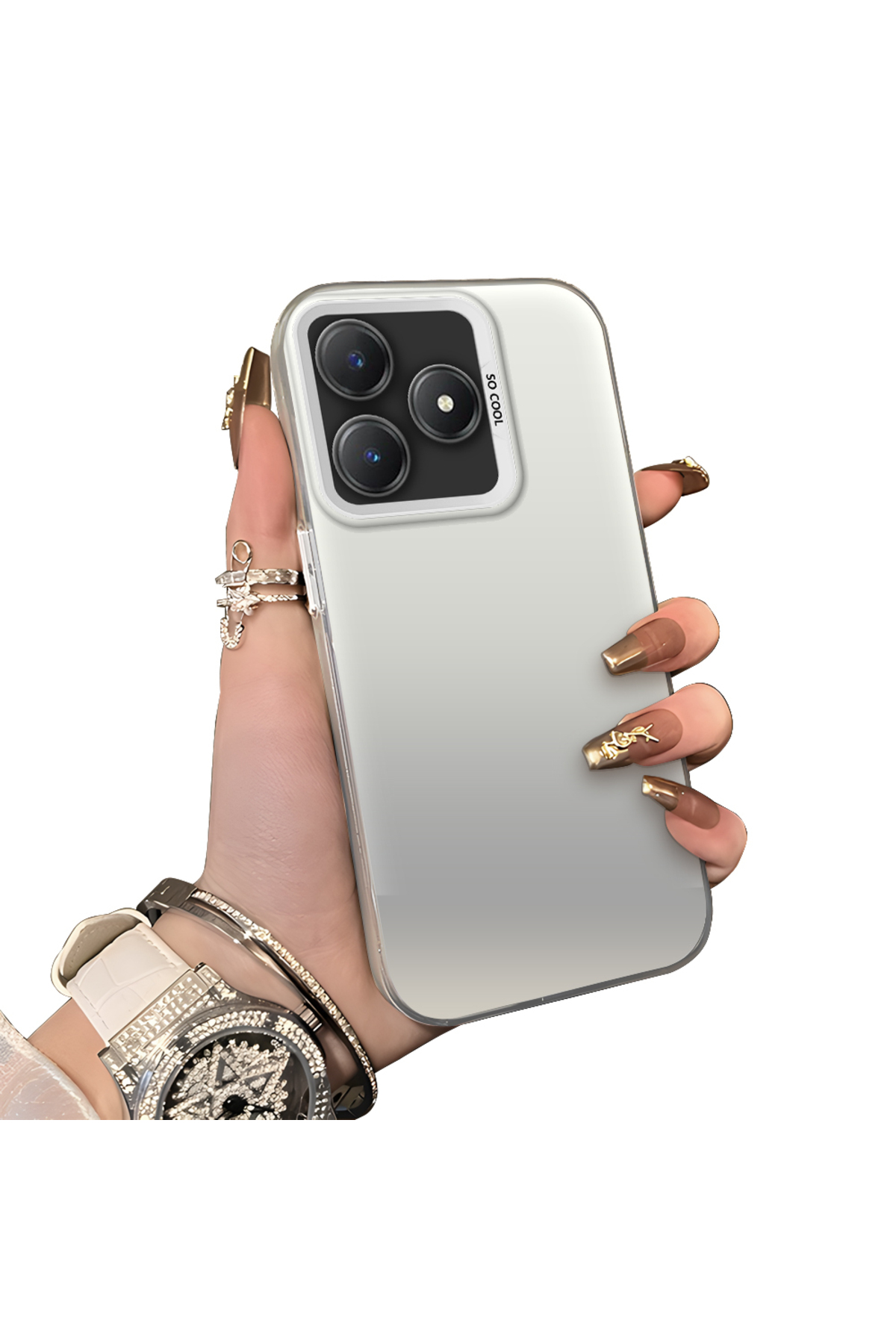 Realme C63 4G/C61 Compatible Hard Acrylic Rear Silicone Edge Lens Protection Case