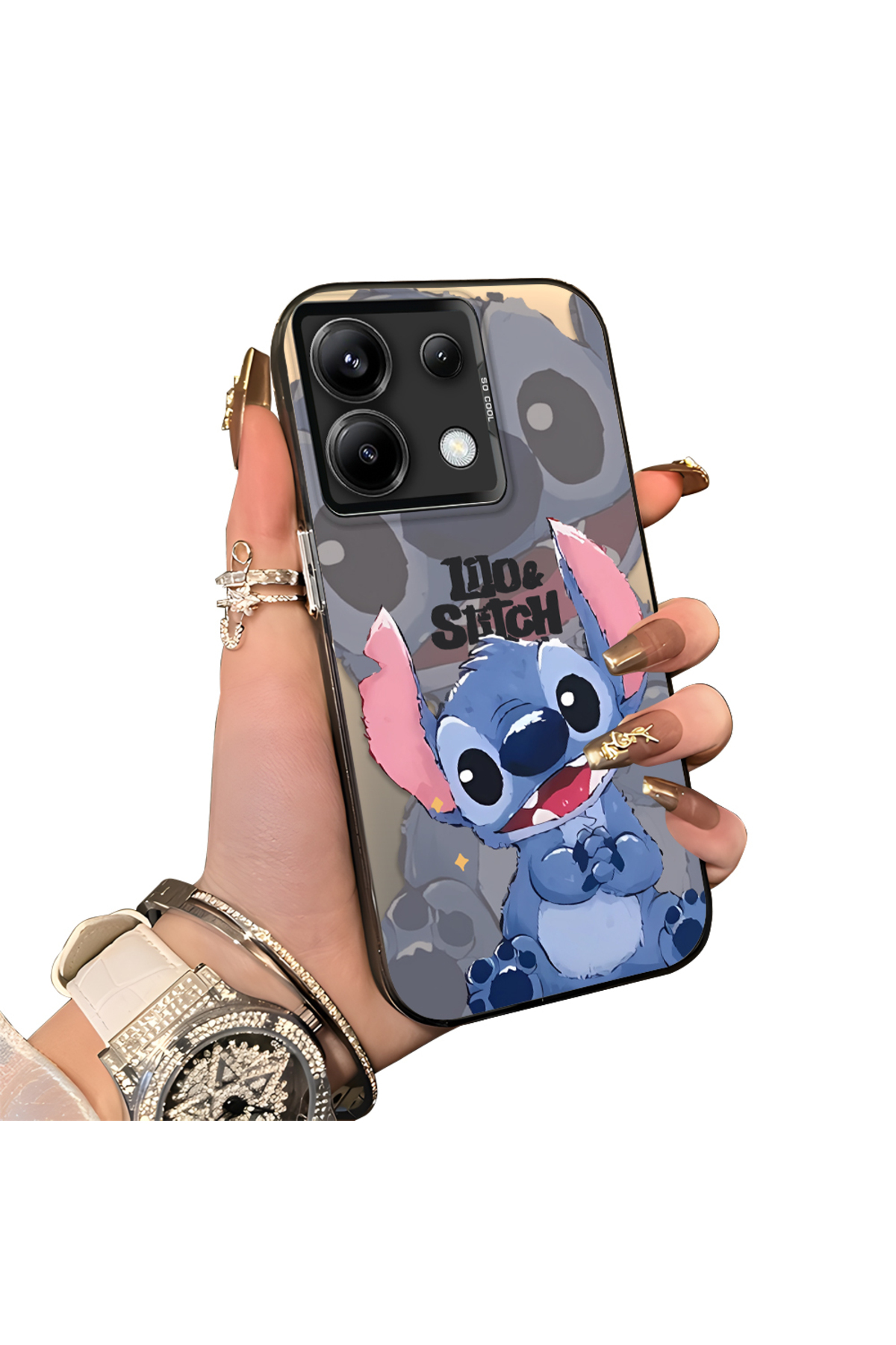 Redmi Note 13 Pro 5G Compatible Hard Acrylic Rear Silicone Edge Lens Protection Case with Stitch Pattern