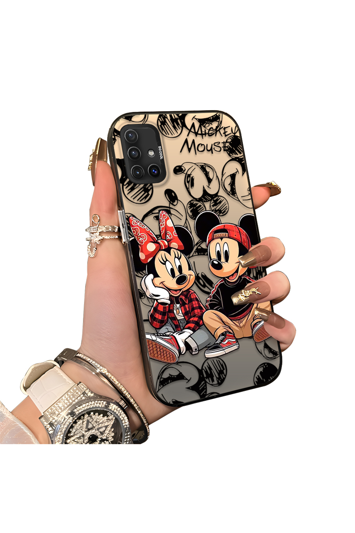 Hard Acrylic Rear Silicone Edge Lens Protection Case for Samsung Galaxy A51 4G Compatible Mickey