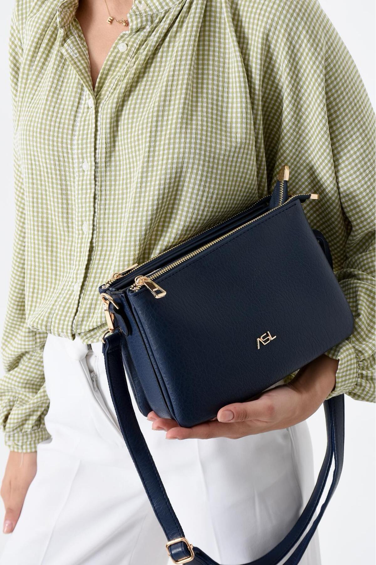 Women's Navy Blue Color 4 Compartment Casual Stylish Shoulder and Crossbody Bag