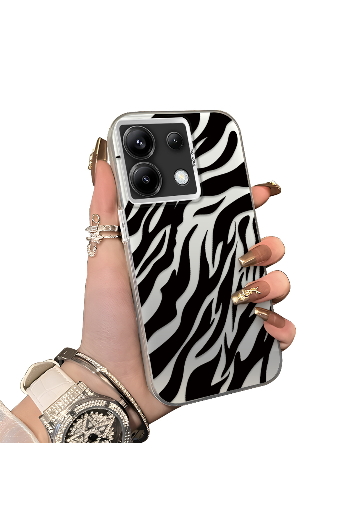 Redmi Note 13 Pro 5G Compatible Hard Acrylic Rear Silicone Edge Lens Protection Case Wild Tiger