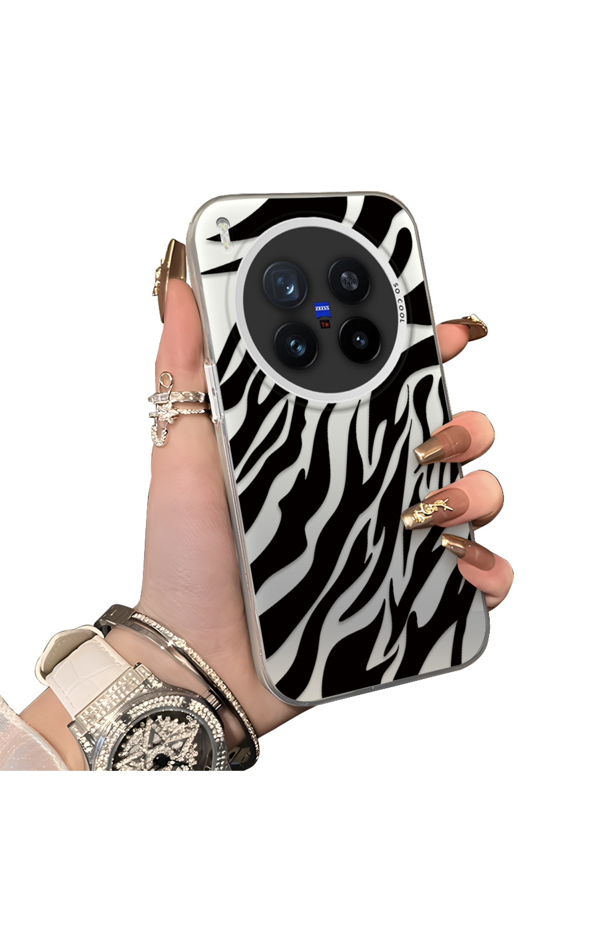 Vivo X300 Pro Compatible Hard Acrylic Rear Silicone Edge Lens Protection Case Wild Tiger