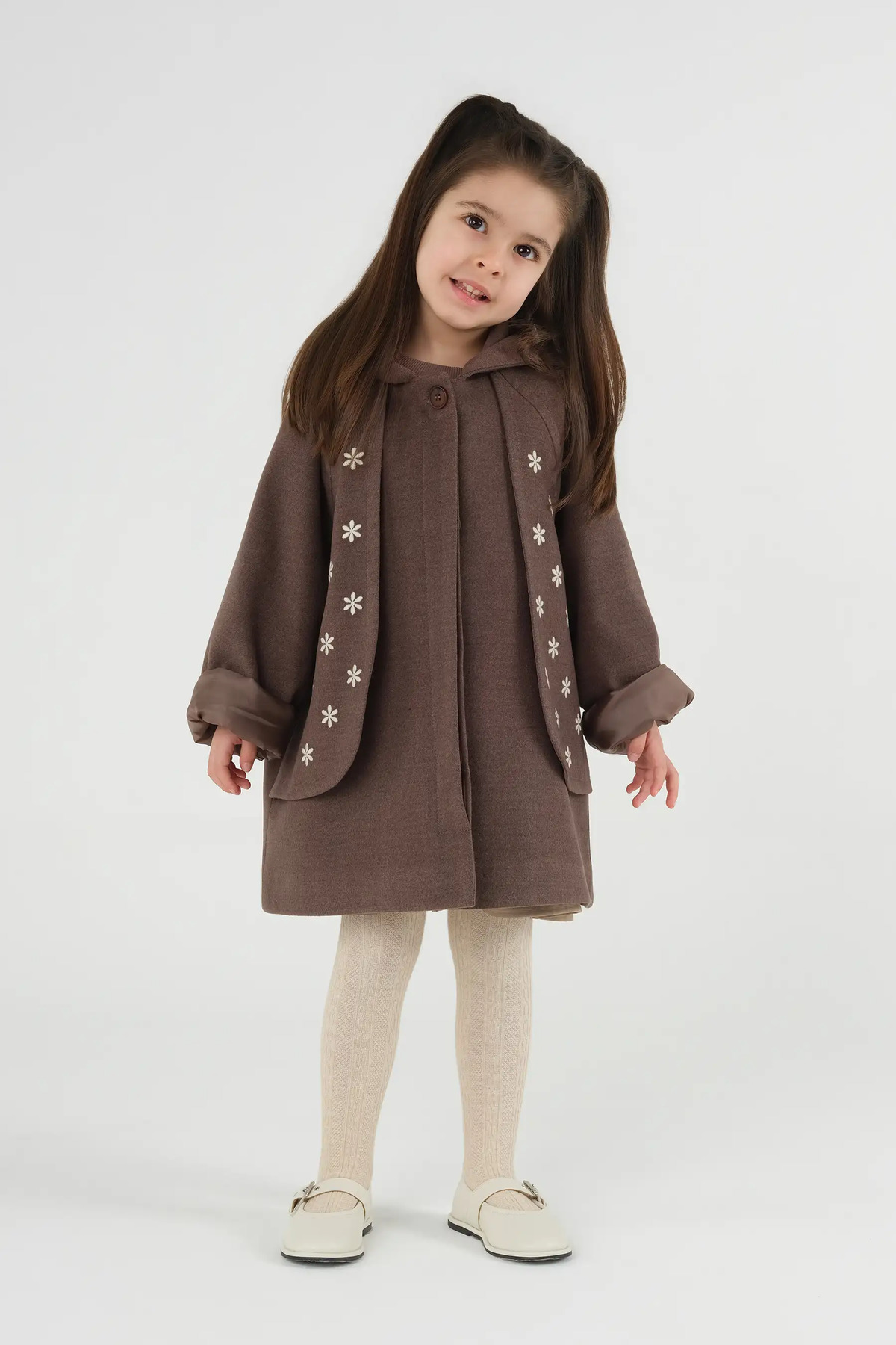 Mioma Kids Rüzgarlıklı Kaşe Kaban Kahve fotoğrafı 4 (önizleme)