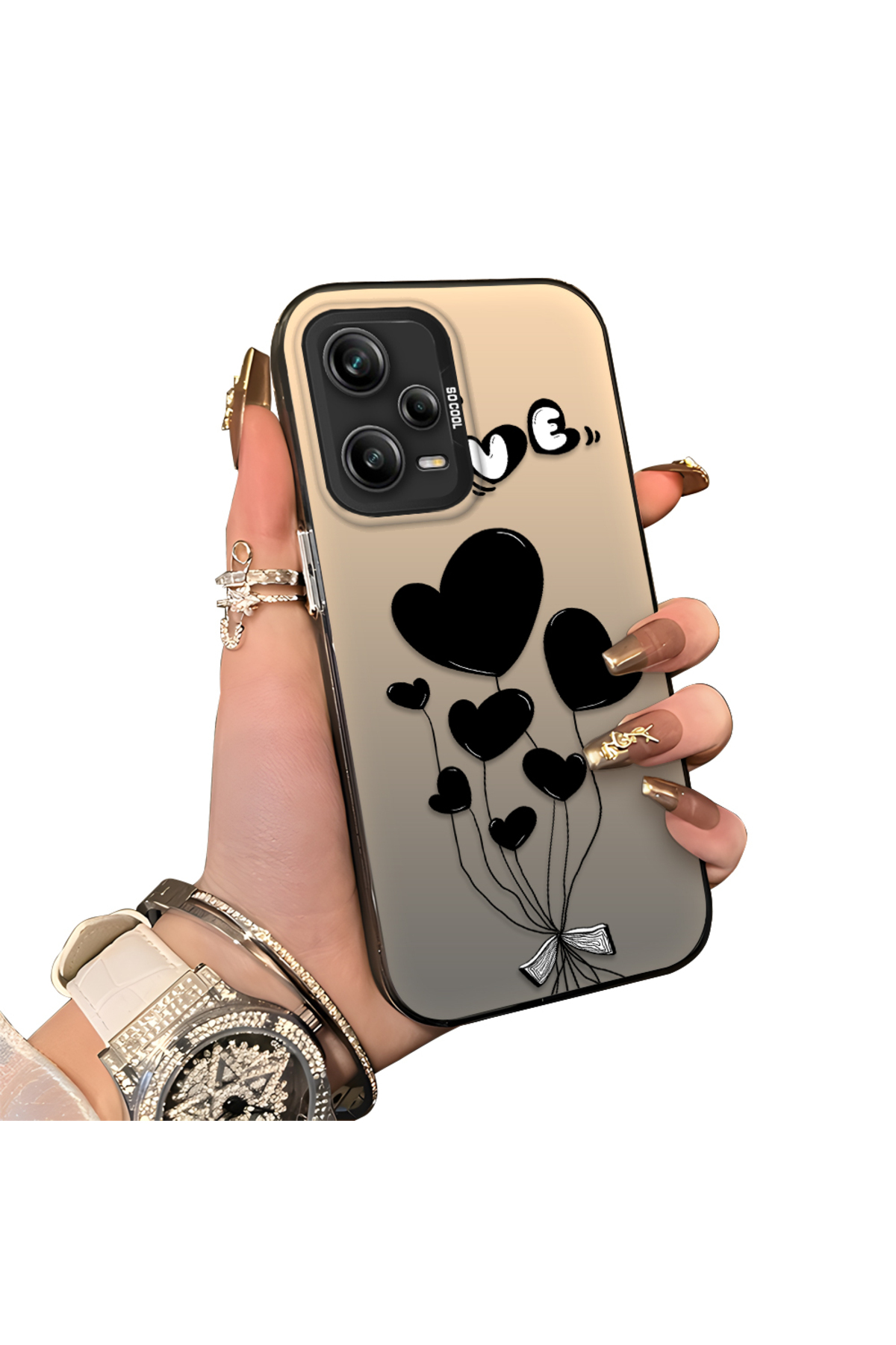Redmi Note 12 Pro 5G Compatible Heart Balloon Pattern Protected Silicone Phone Case