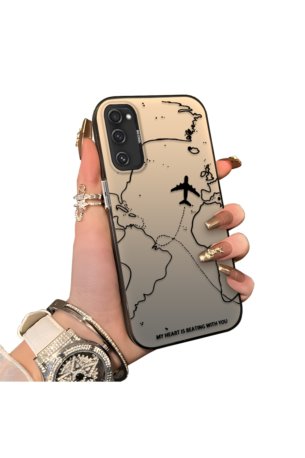 Samsung Galaxy S20 FE 4G/5G Compatible Hard Acrylic Rear Silicone Edge Lens Protection Case Airplane pattern