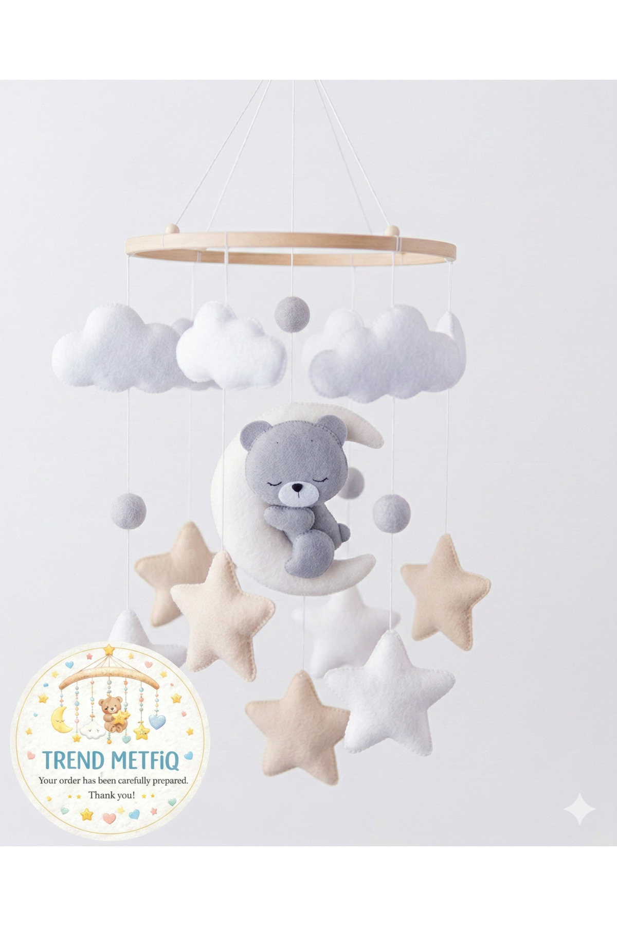 TREND METFİQ DECORATİON Keçe Bebek Dönencesi (El Yapımı) - Eğitici Beşik Üstü Oyuncak ve Bebek Odası Dekorasyonu hediye fotoğrafı 6 (önizleme)