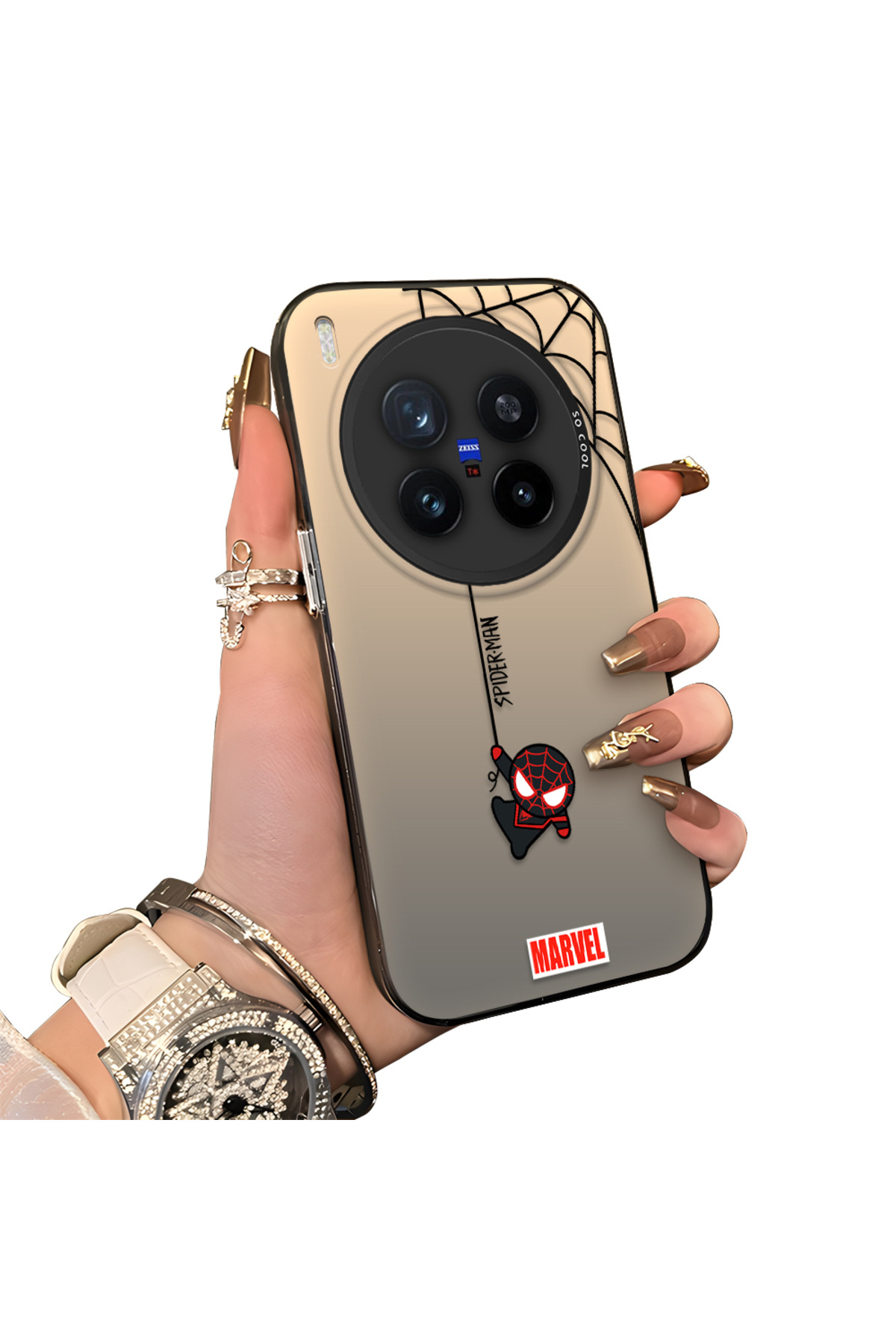 Vivo X300 Pro Compatible Hard Acrylic Rear Silicone Edge Lens Protection Case Spiderman