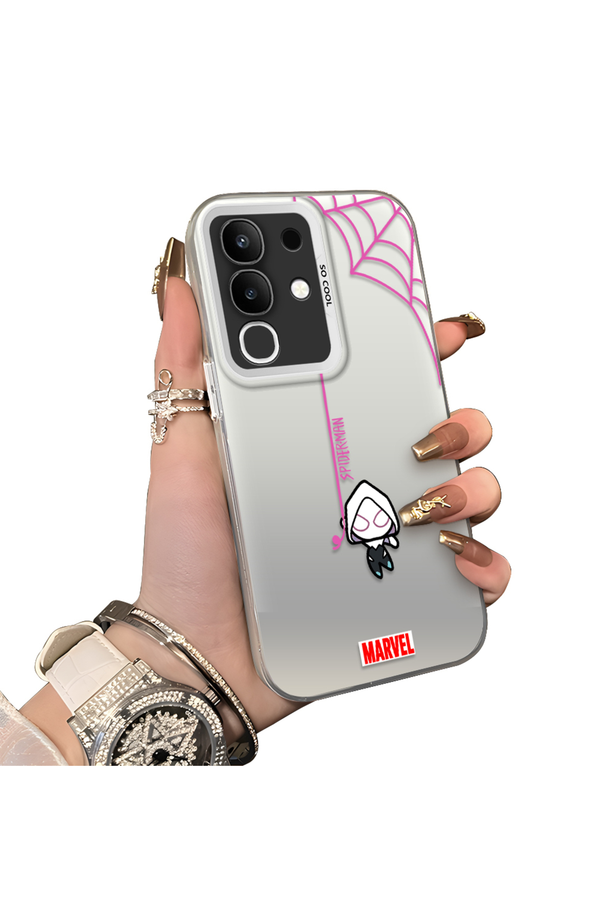 Vivo Y29 4G Compatible Hard Acrylic Rear Silicone Edge Lens Protection Case Spiderman