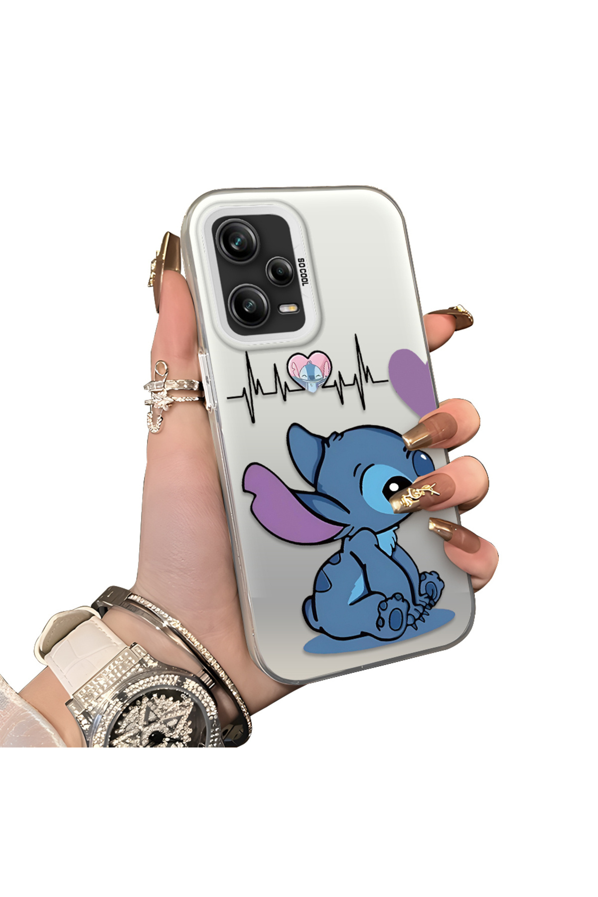 Redmi Note 12 Pro 5G Compatible Hard Acrylic Rear Silicone Edge Lens Protection Case with Stitch Pattern
