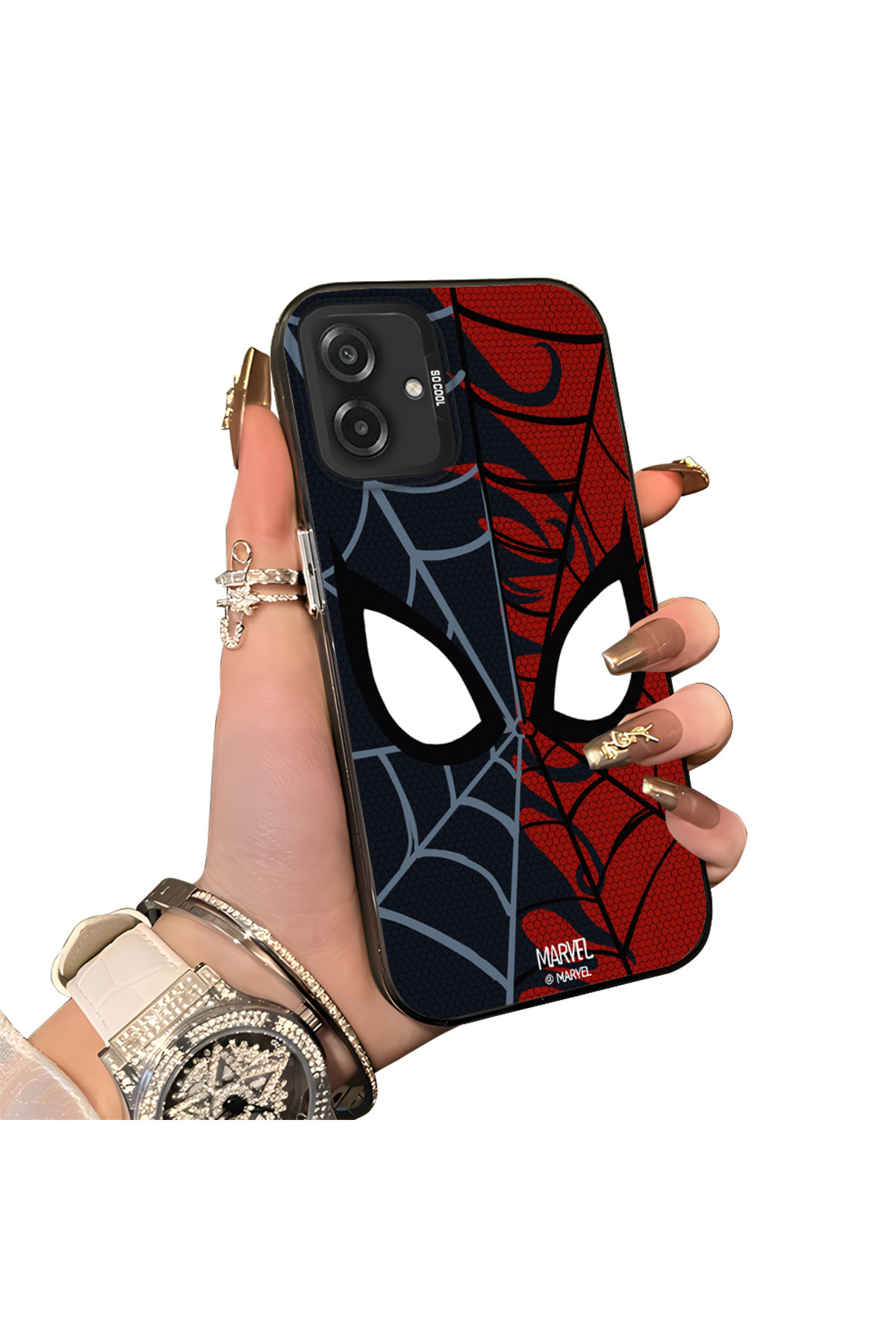 Samsung Galaxy A07 4G Compatible Hard Acrylic Rear Silicone Edge Lens Protection Case Spiderman