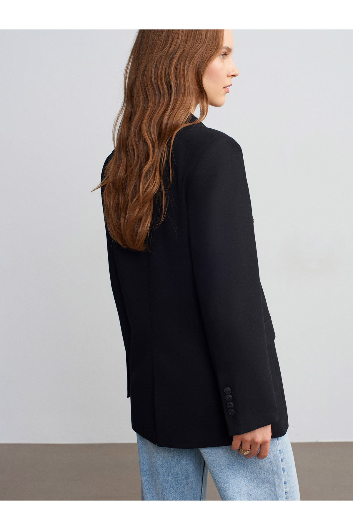 Dilvin  60789 Kruvaze Blazer Ceket-Siyah - Görsel 2