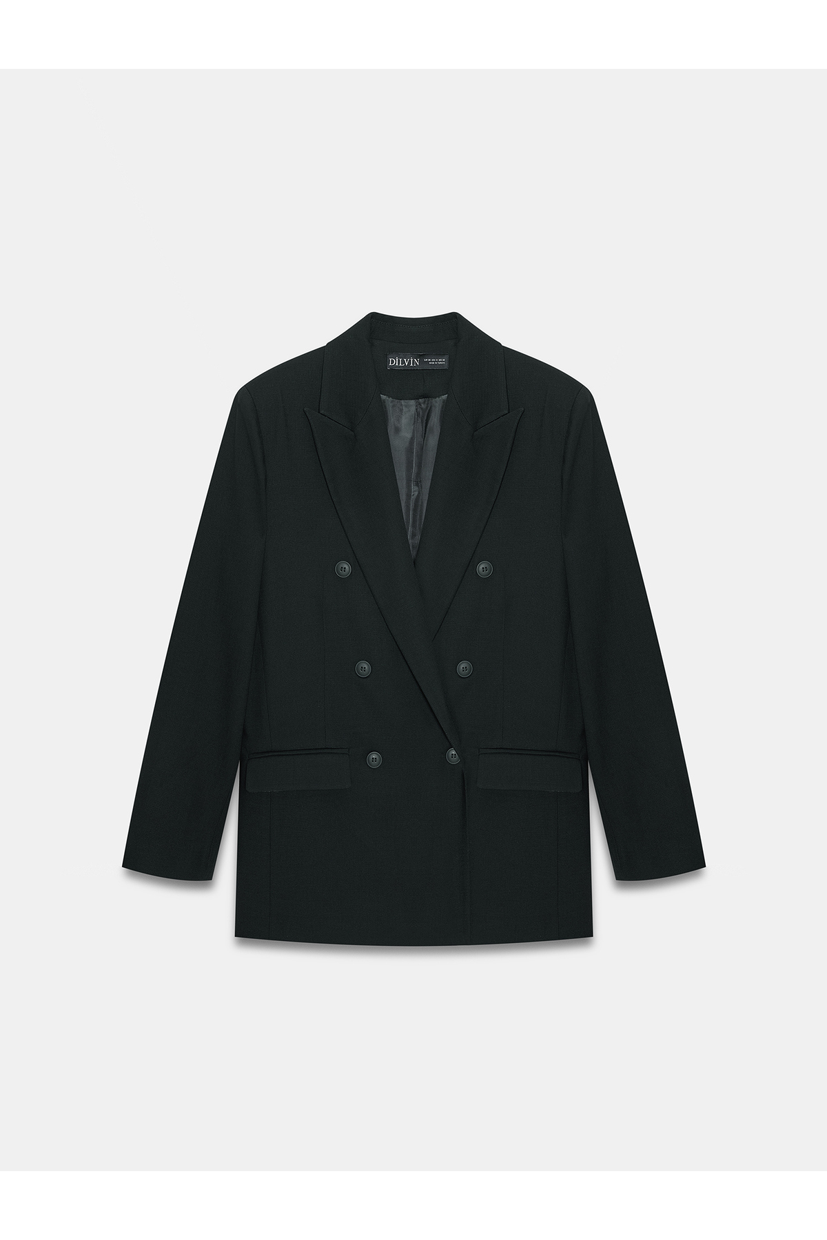 Dilvin  60789 Kruvaze Blazer Ceket-Siyah - Görsel 5