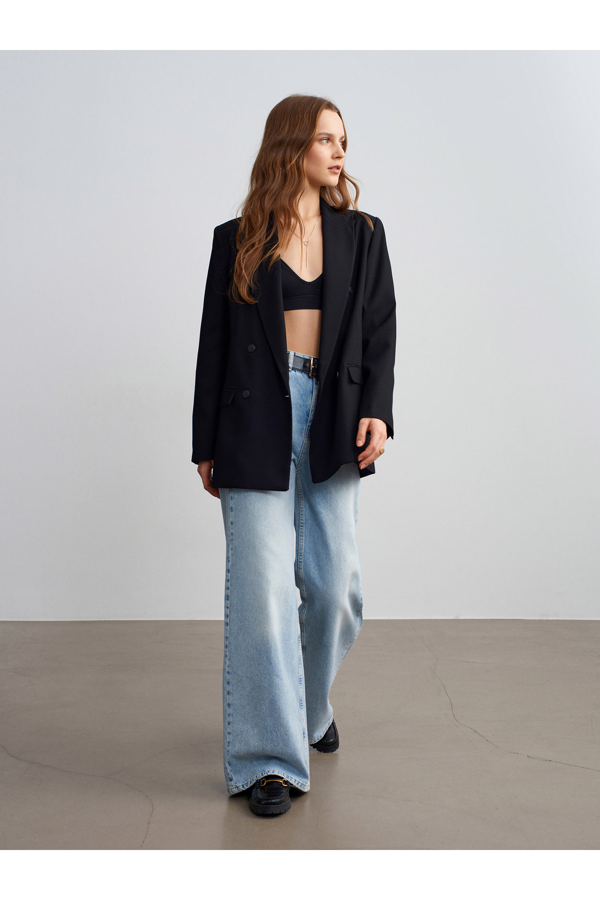 Dilvin  60789 Kruvaze Blazer Ceket-Siyah - Görsel 4