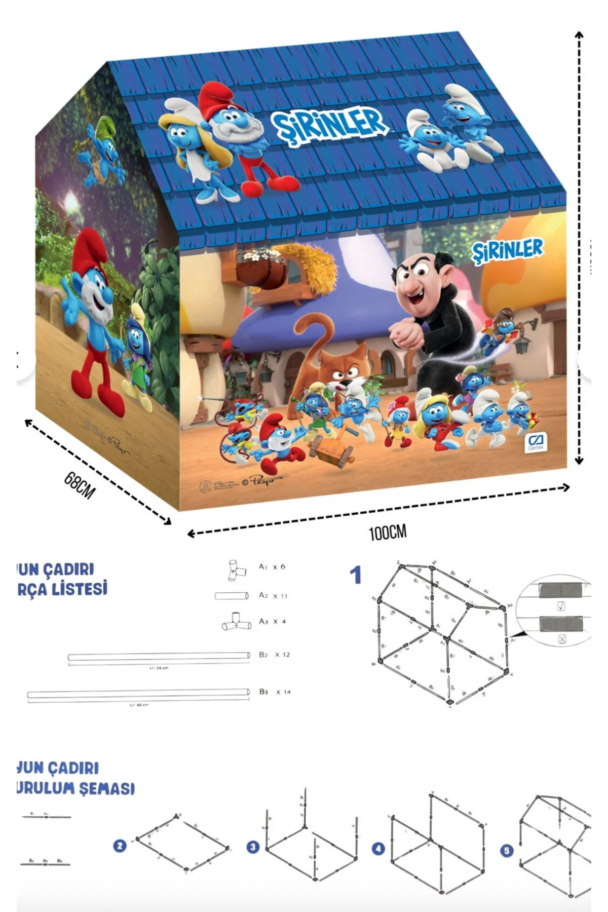 BYZ TOYS Oyuncak Çadır Kral Şakir ve Şirinler Temalı Oyun Çadırı(belirtilen fiyat biriiçin gecerlidir) fotoğrafı 3 (önizleme)