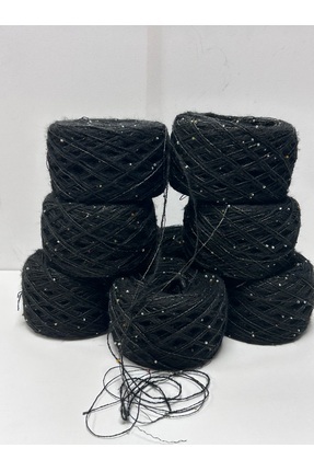 ÖZ-AL İPLİK El Örgü İpi Akrilik Boncuk karışımlı Siyah 830 gr
