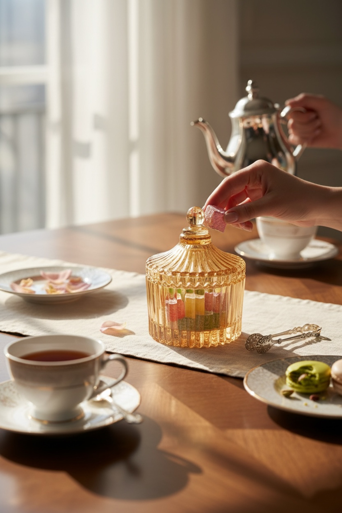 90 ML Line Çizgili Cam Lokumluk – Dekoratif Şekerlik & Çerezlik Sunumluk