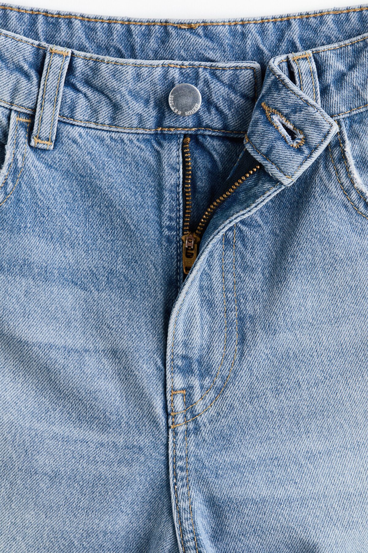 H&M  Straight High Waist Jeans Şal Detaylı - Görsel 4