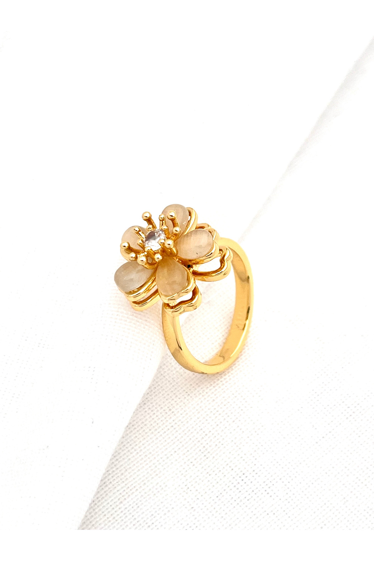 Siya Silver  Çelik Dönen Ayarlanabilir Zirkon Taşlı Papatya Stres Yüzüğü - Görsel 4