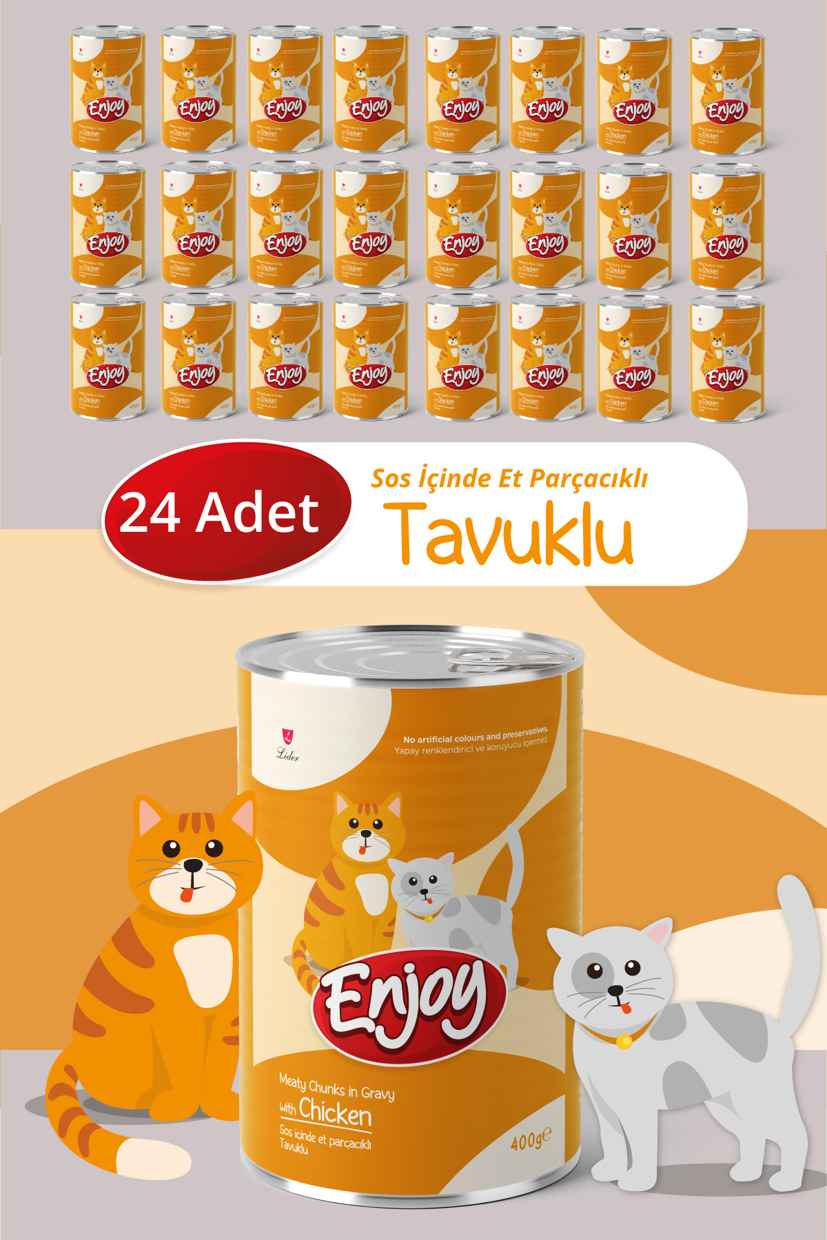 Enjoy Tavuklu Kedi Konservesi Sos İçinde Et Parçacıklı 400 Gr x24 - Fiyatı, Yorumları