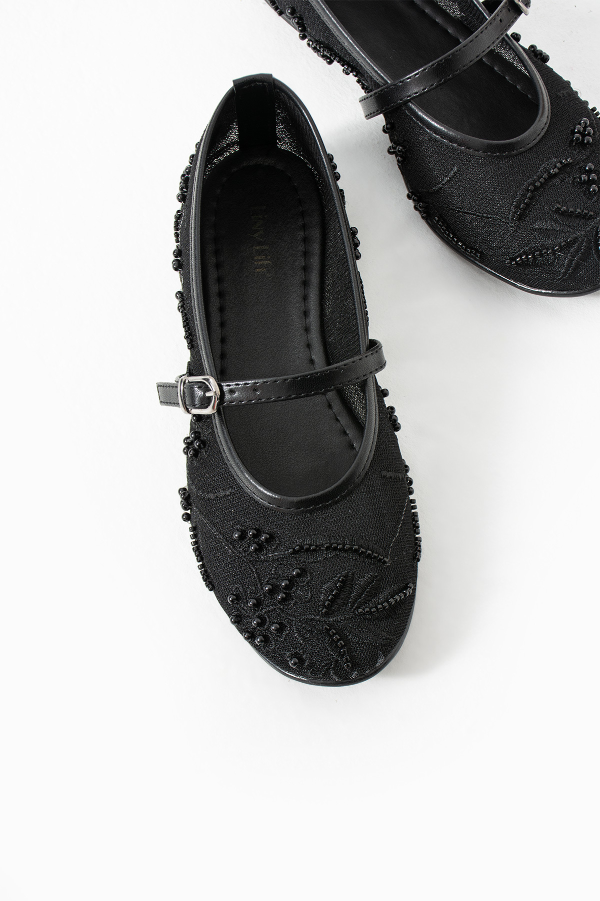 Bufu  Madrid Siyah Boncuk Nakış Işlemeli Yazlık Kadın File Babet - Görsel 7