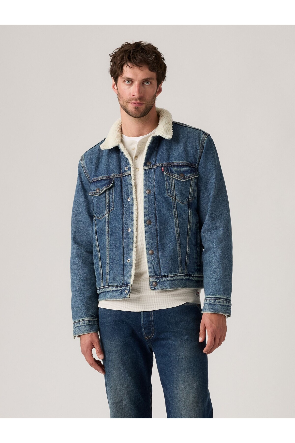 کاپشن جین مردانه شرپا مدل 3 با آستر خز آبی، کد 16365-0292 لیوایز کت Levi's