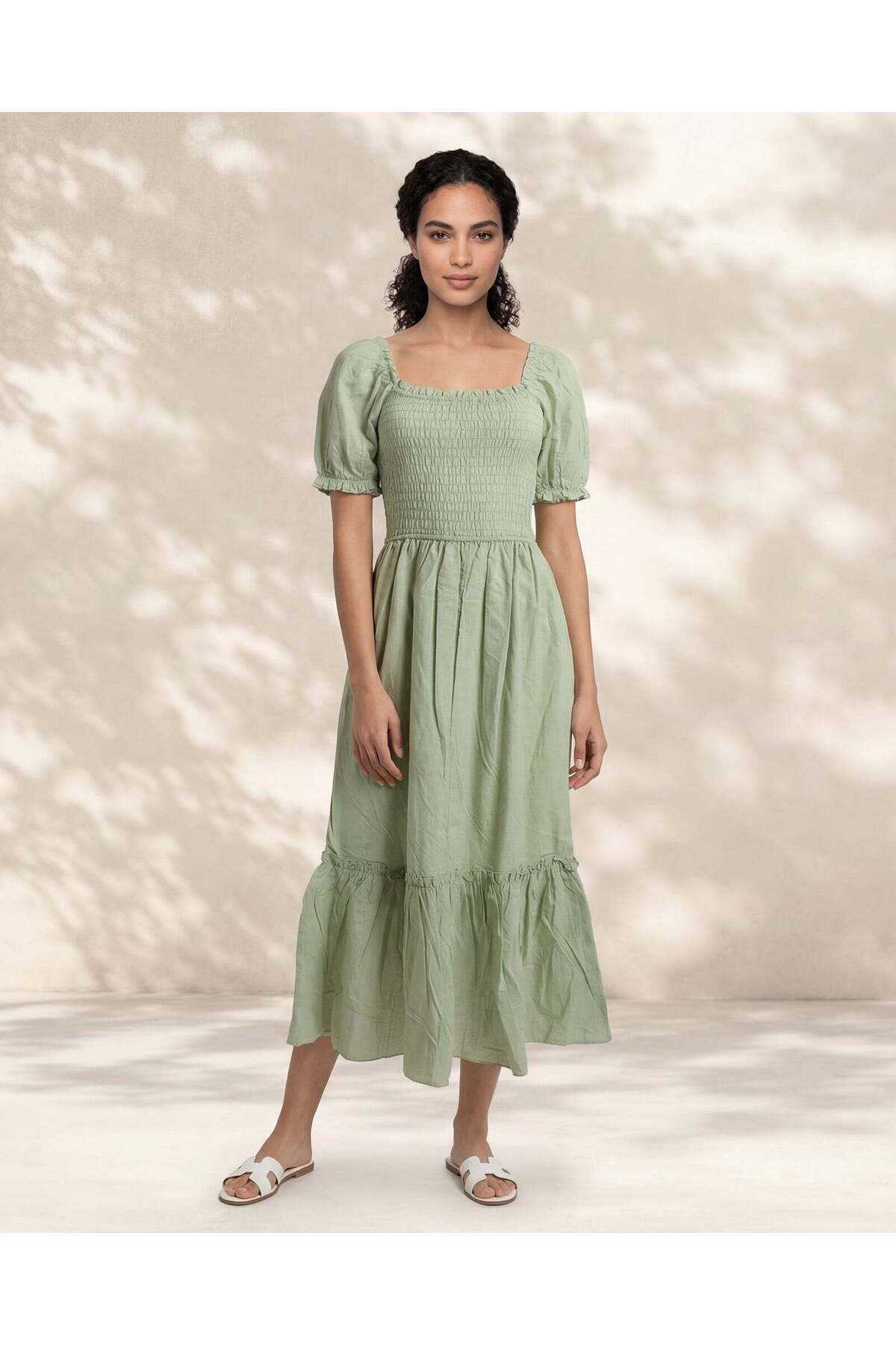 REDTAG Women Green Midi Dress