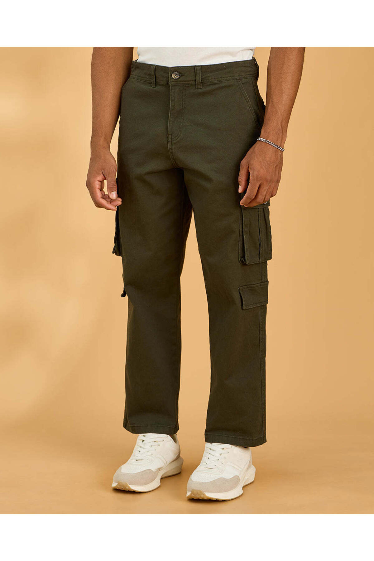 REDTAG Men Green Cargo Trousers