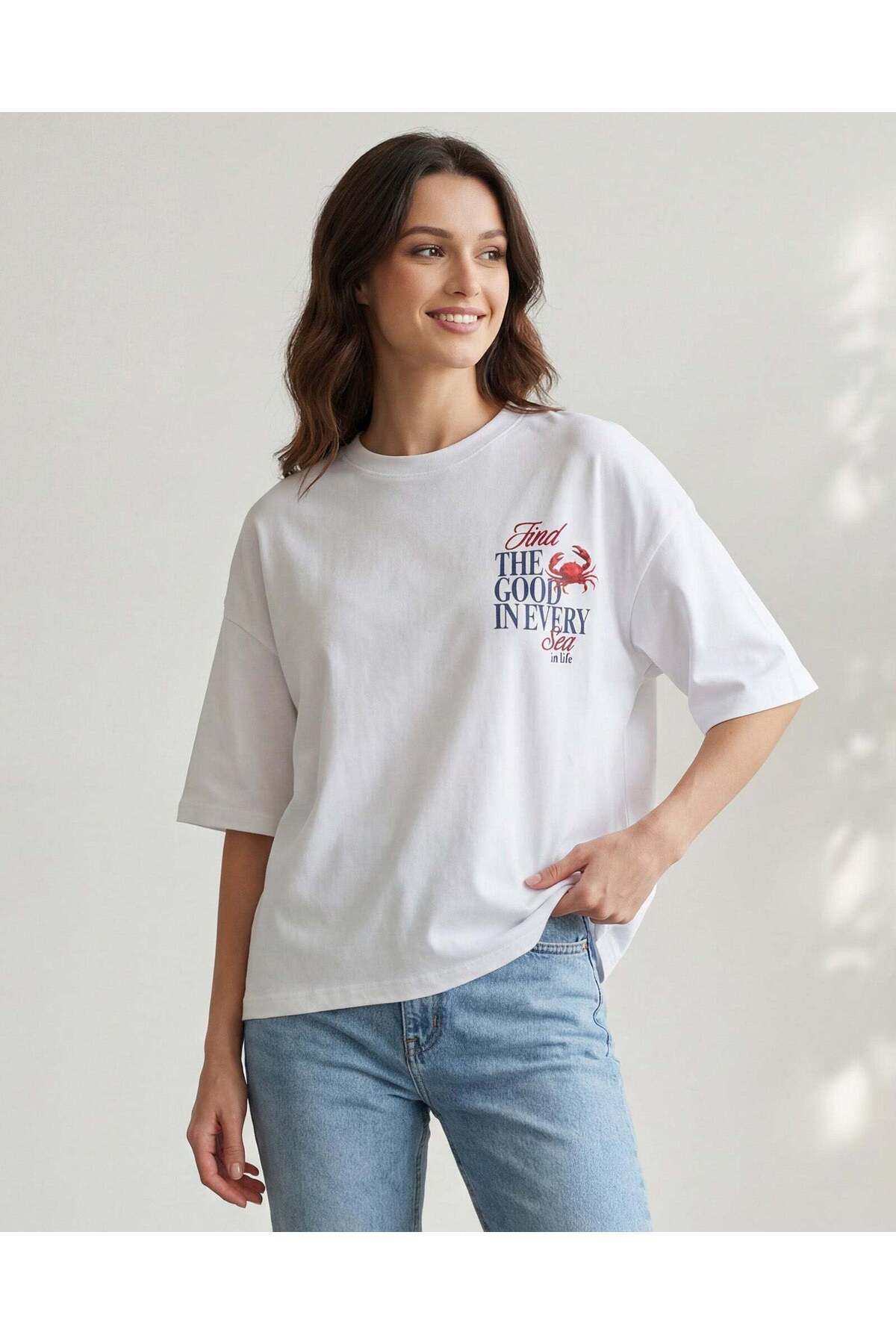 REDTAG Women White Graphic Interlock T-Shirt