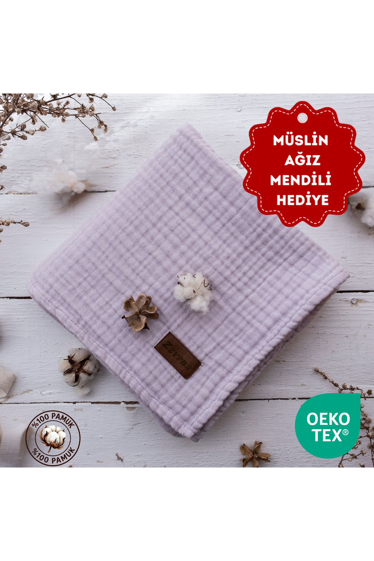 Lilac 4-Layer Muslin Edge Stitched Baby-Children Muslin 100%cotton 90x100cm