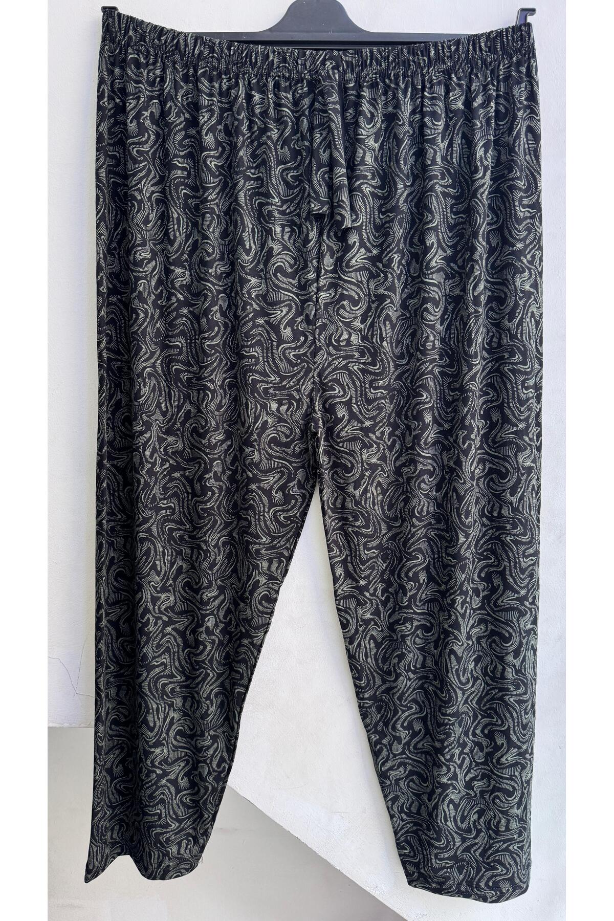 THEBEK  Kadın Viskon Cepsiz Battal Pantolon Rahat Kesim Büyük Beden - Görsel 4