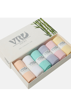 VARDAR SOCKS Dikişsiz Bambu Kadın Çorap Jakarlı Karma Renk Kadın Çorap Kutulu...