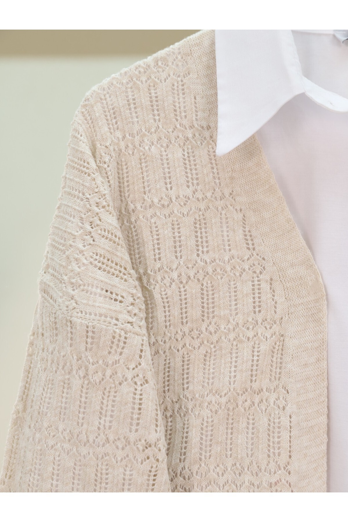 MODAQU  Ajurlu Hırka - Taş - Görsel 2