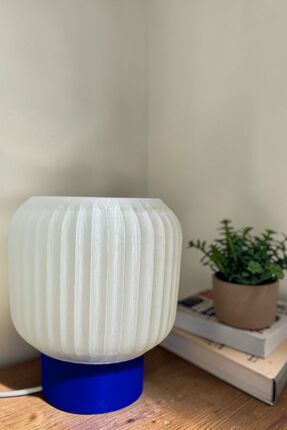 Ares Home Bohem Rustik Abajur, Mavi Modern Abajur E27 Duy 28Cm Aydınlatma