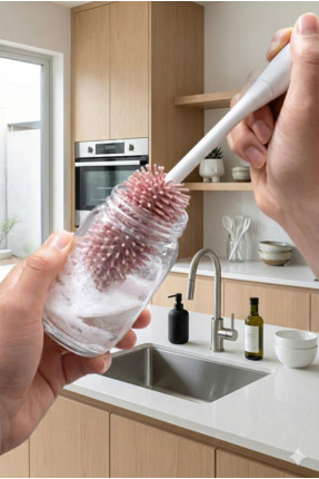 CPAZH Co. Biberon ve Şişe Temizleme Fırçası Silikon Süt Şişe Bardak Termos Sü...