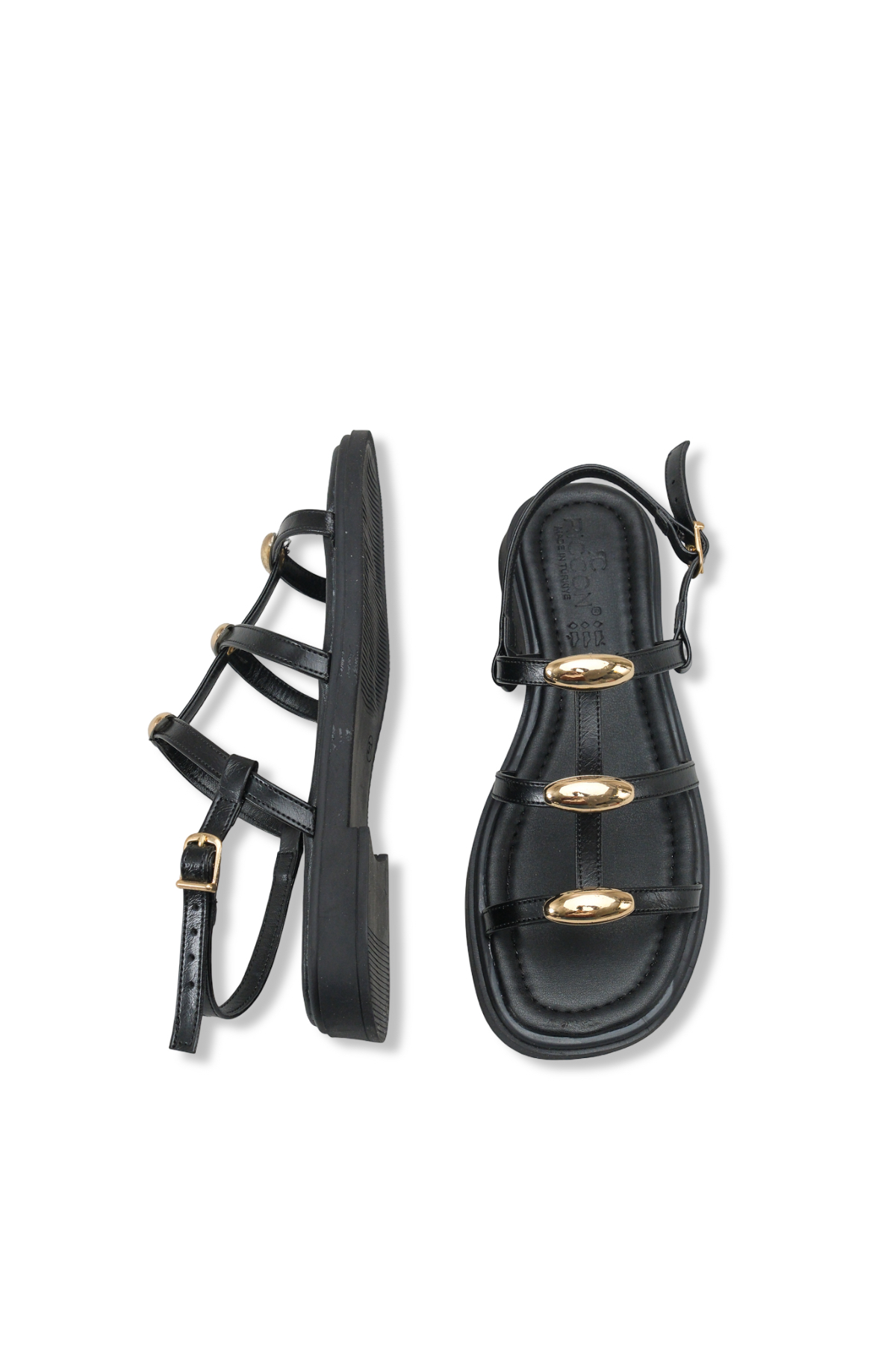 Riccon  Kadın Sandalet 00121003 Siyah Rustik - Görsel 5