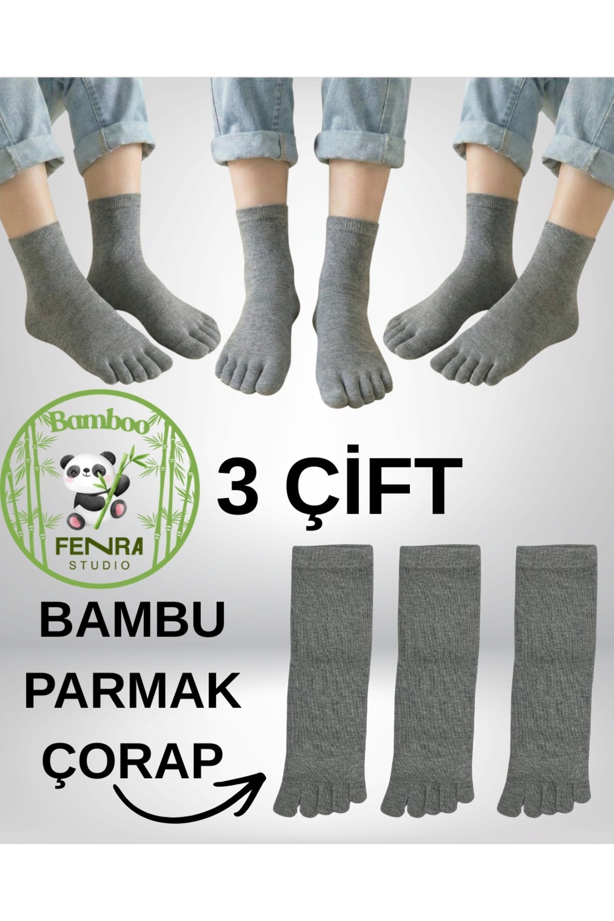 Women's 3-Piece Bamboo Fingered Fragrance and Anti-Fungal Gray Breathable Socket Socks Set