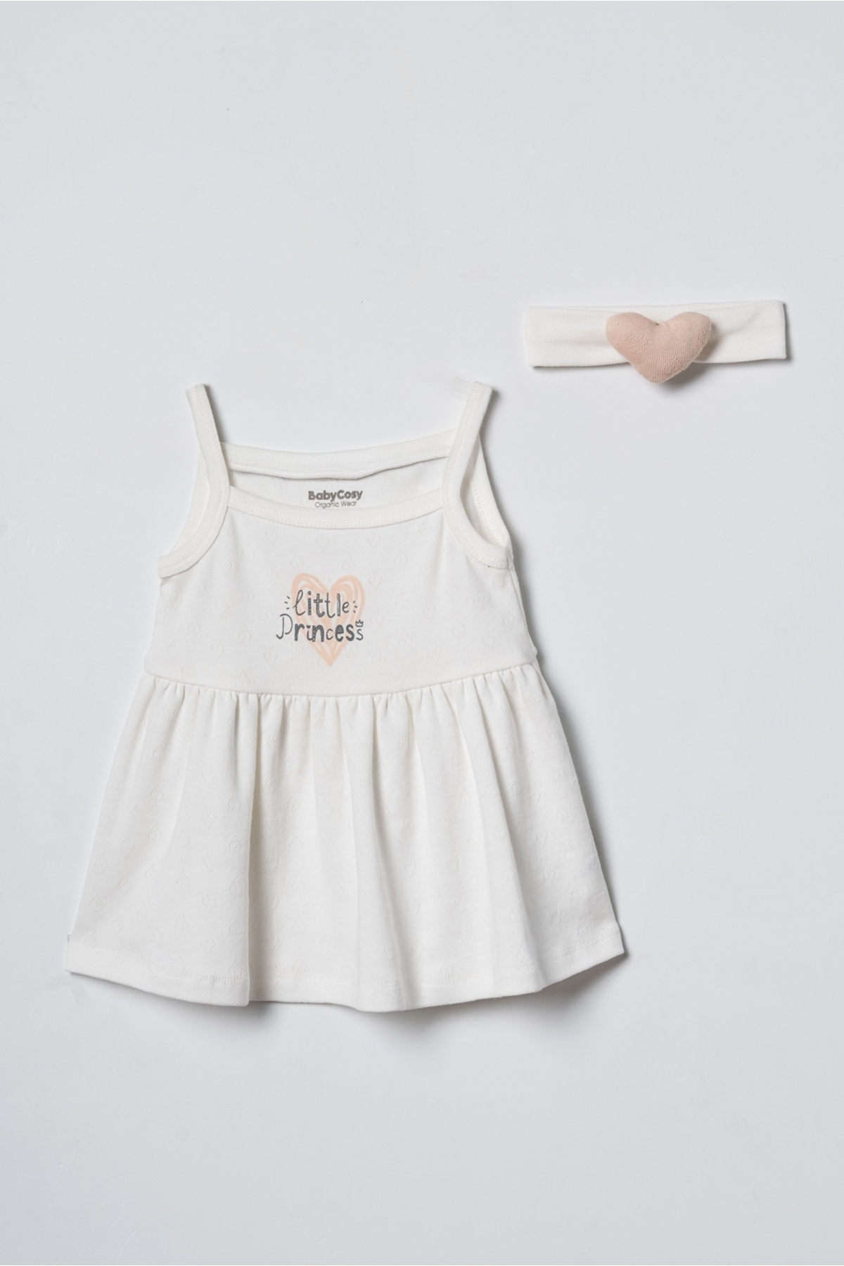 BabyCosy Organic Wear %100 Organik Pamuk,Kız Bebek Elbise Saç Bandı Set – Little Princess Yazlık Bebek Elbise Takımı fotoğrafı 5 (önizleme)