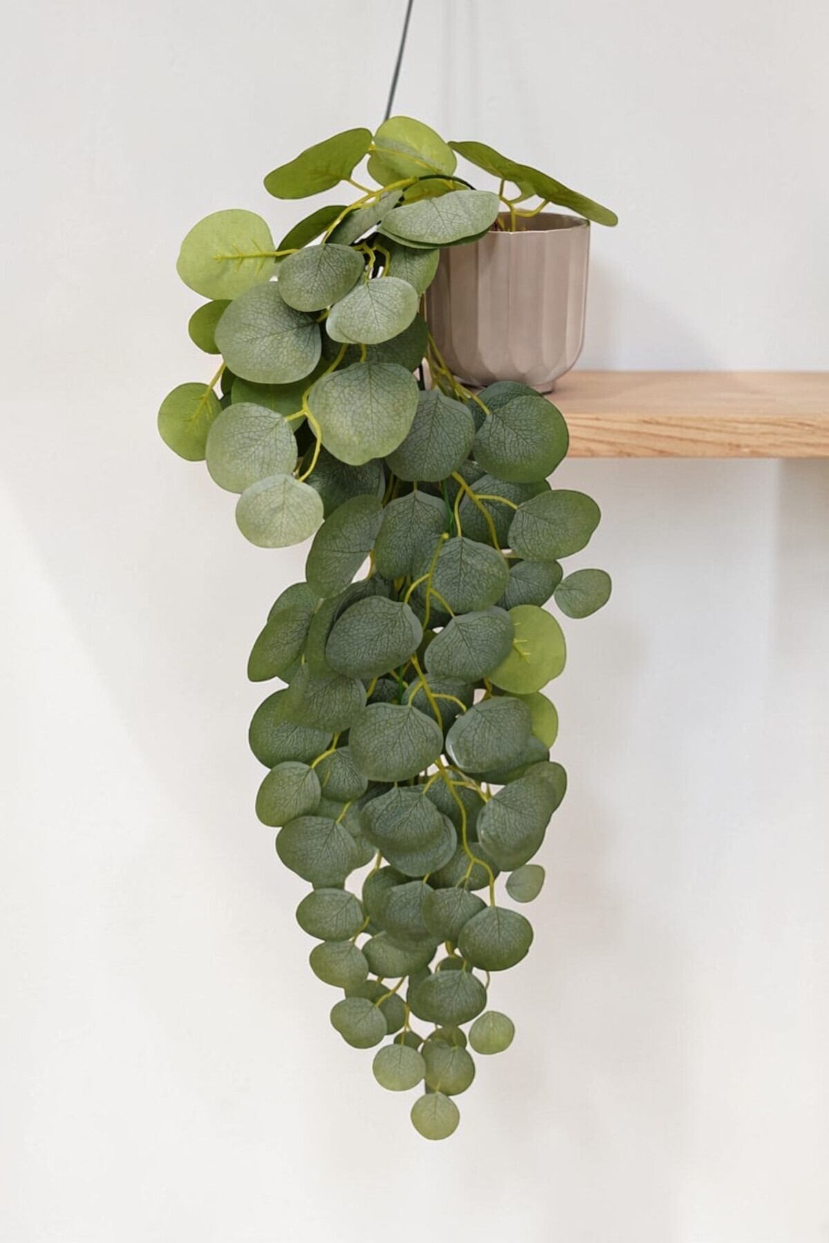 Fabric Hanging Model Artificial Flower Plastic Green Fabric Pendant in Flower Pot Stream Stone Detailed