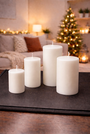 CandleCastCreation 4'lü Baton Silindir Mum Seti