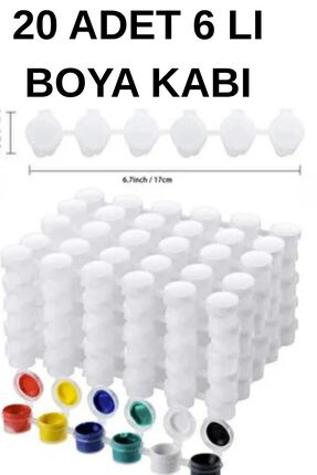 everart Toplam 20 Adet Boş Boya Kutusu 3ml Kapaklı, 6'lı Set, Tüm Boyalar Için