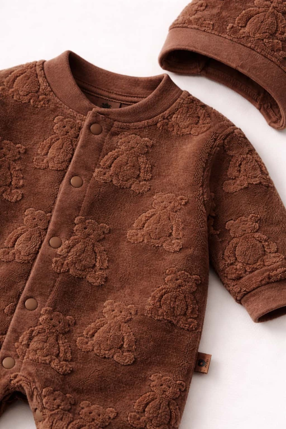 KapsülBebek %100 Pamuk Peluş Ayıcık Desenli Tulum Set fotoğrafı 5 (önizleme)