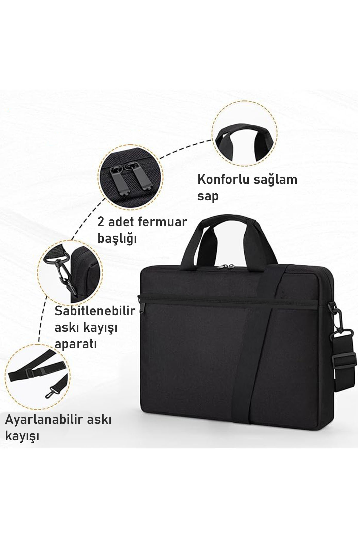 the modawest  15.6-16.1 Inç Uyumlu Evrak Laptop Notebook Çantası - Görsel 5