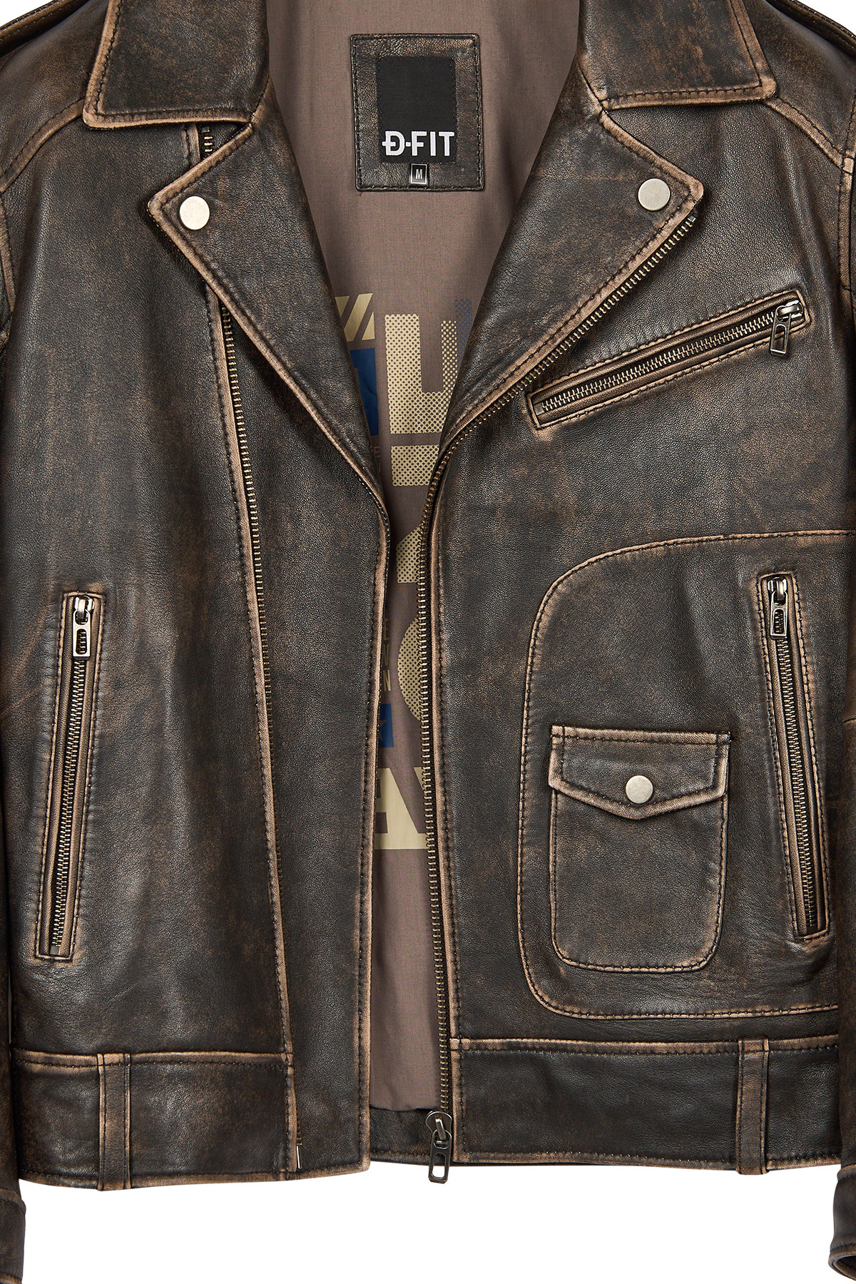 Derimod  Carter Erkek Kahverengi Biker Deri Mont 25WGD6490G6 - Görsel 5