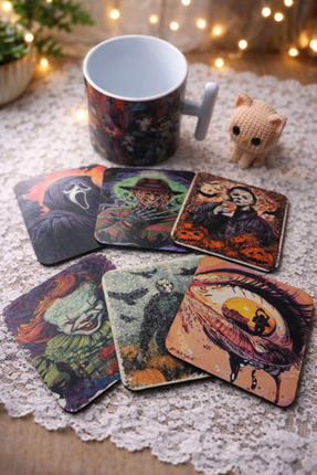 Rüya Kutusu KORKU-GERİLİM TEMALI BARDAK VE BARDAK ALTLIĞI SETİ