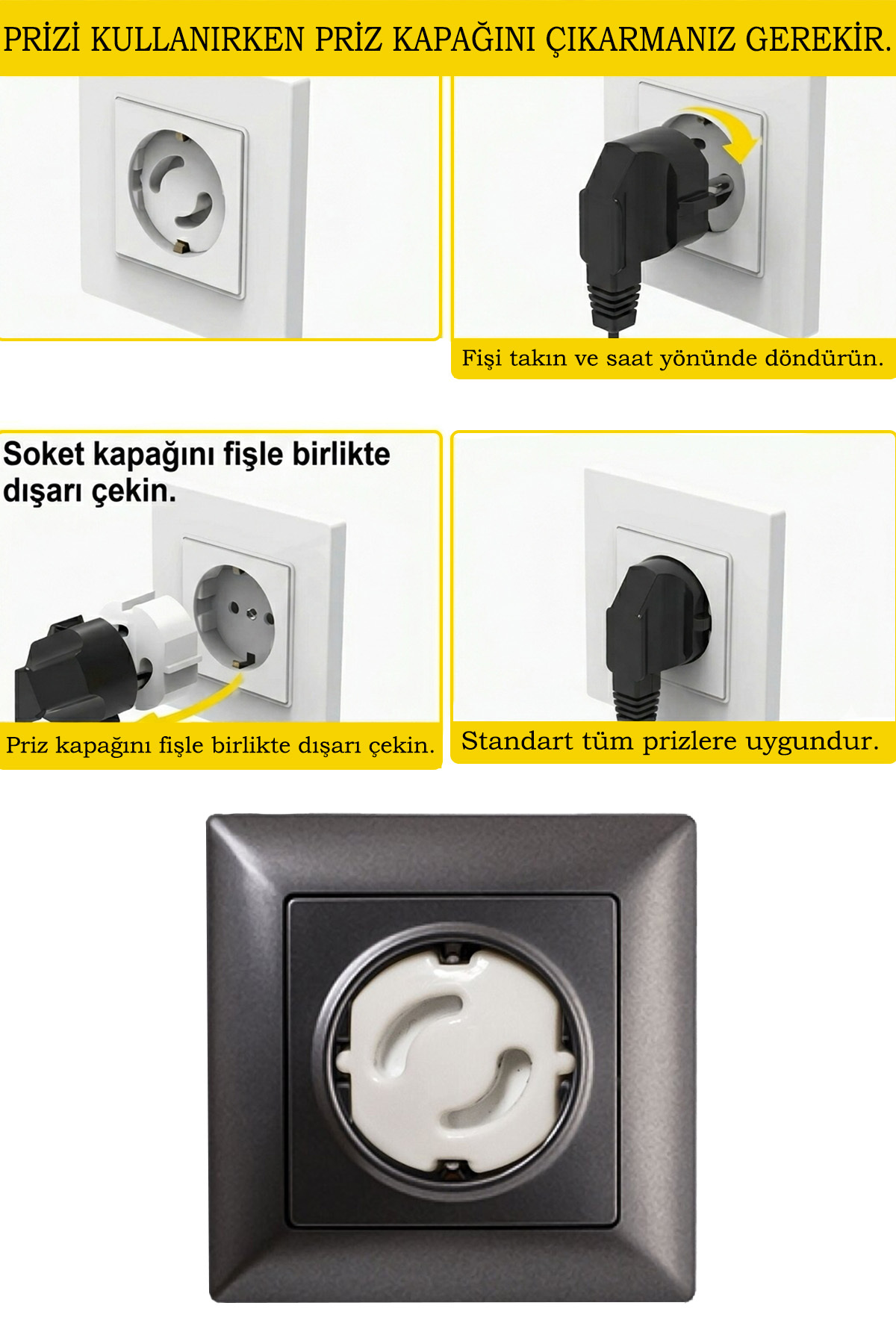 İdeal Baby 1 Adet Priz Kapağı Bebek Çocuk İçin Priz Kapağı Güvenlik Aparatı Evde Güvenlik fotoğrafı 2 (önizleme)