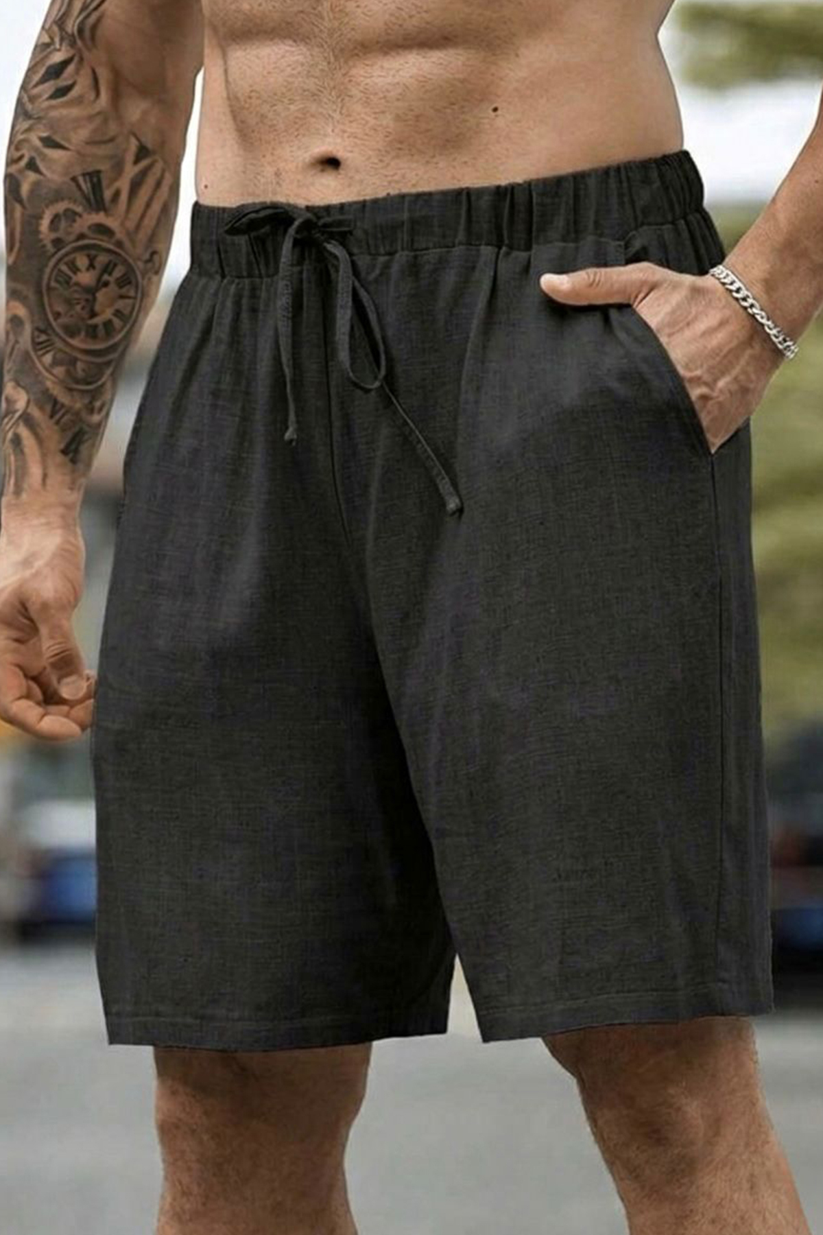 North London  Erkek Oversize Keten Şort