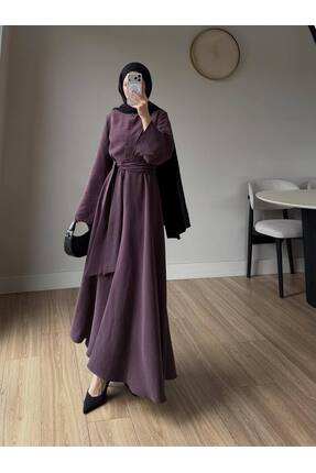 Aryen Beli Bağlamalı Tencel Elbise