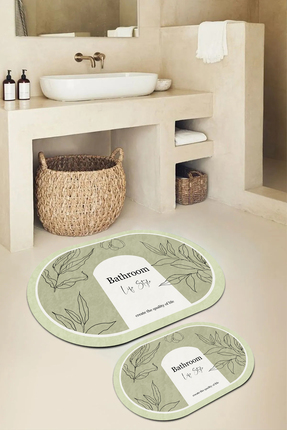 Liva home MODERN DESEN ADAÇAYI YEŞİLİ BATHROOM BANYO PASPASI