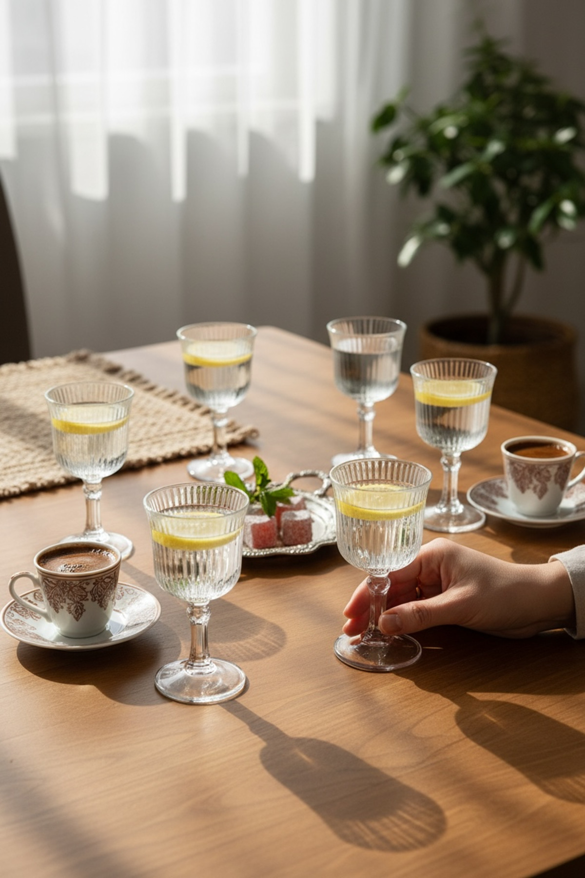 Line 50 ML Kahve Yanı Cam Bardak – Çizgili Şık Sunumluk