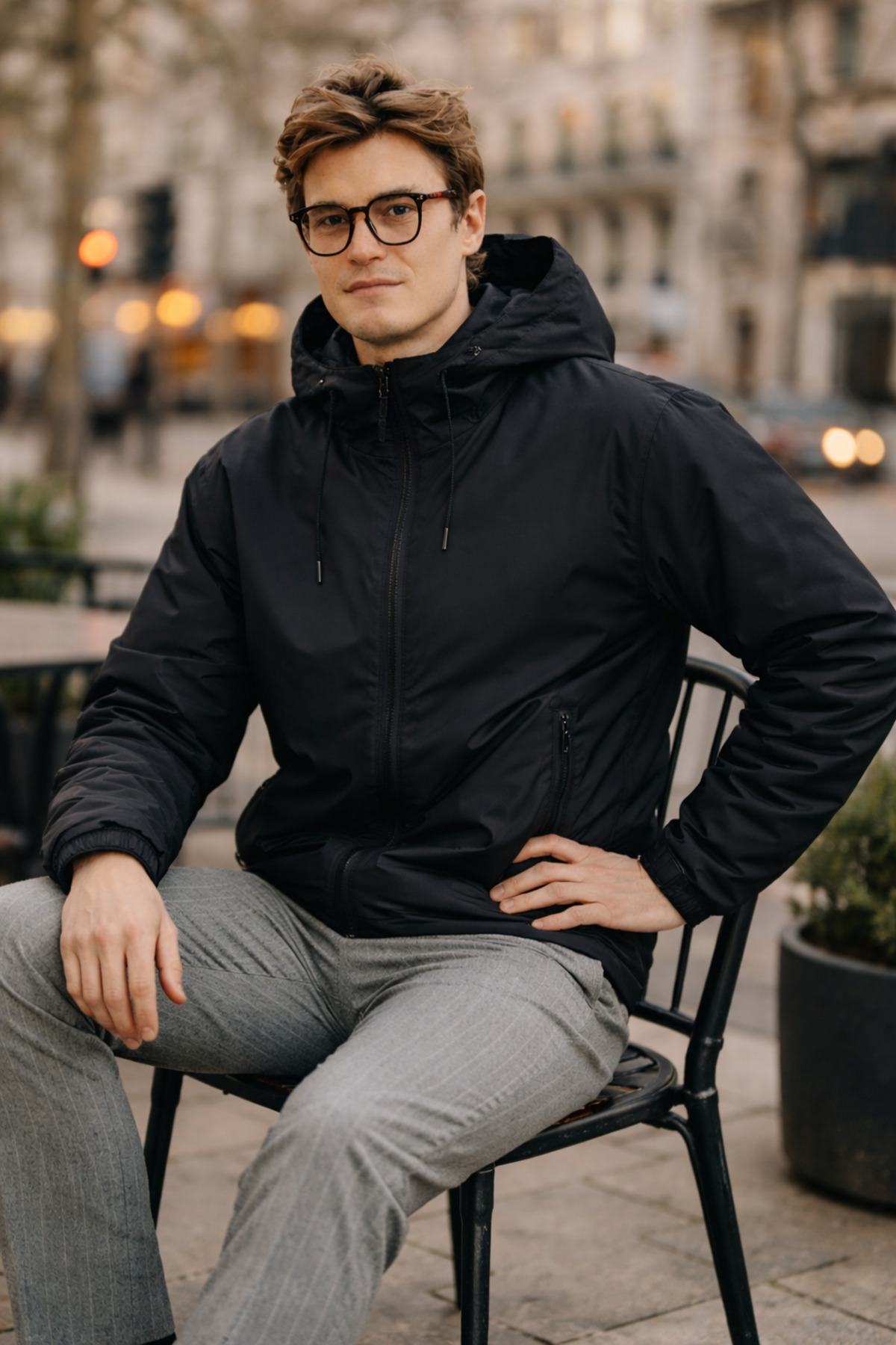 DAMGA JEANS Erkek Cepli Elite Comfort Astarlı Siyah Yağmurluk & Rüzgarlık görsel 6
